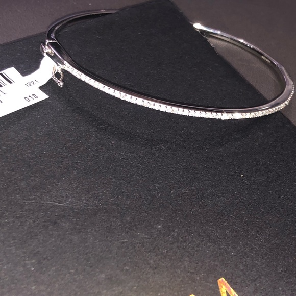 10k white gold vermeil REAL DIAMOND bangle not CZ not moissanite best gift Sale - Picture 10 of 17